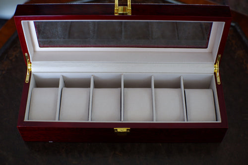 Premium Wooden Watch Box – 6-Slot Display Case