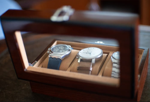 Premium Wooden Watch Box – 3-Slot Display Case